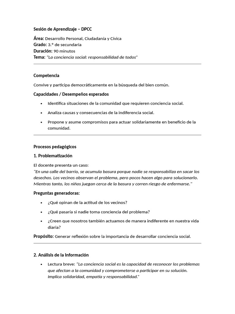Sesión de Aprendizaje DPCC | PDF | Escuelas | Residuos