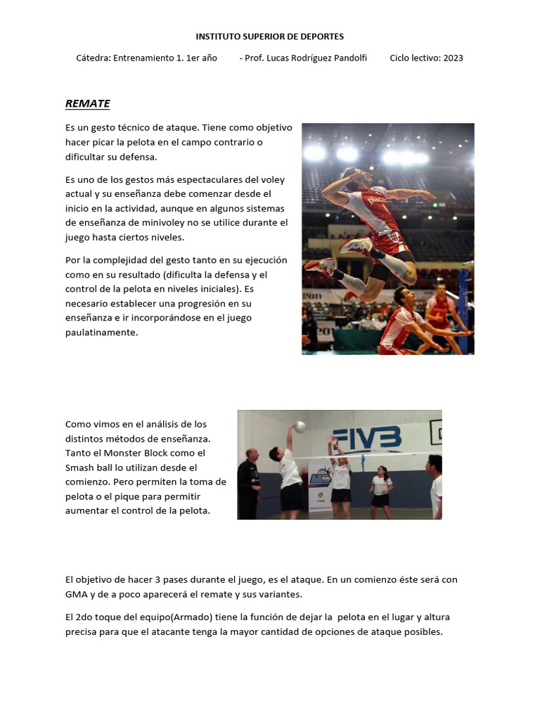 Técnicas de Remate en Voleibol | PDF | Hombro | Mano