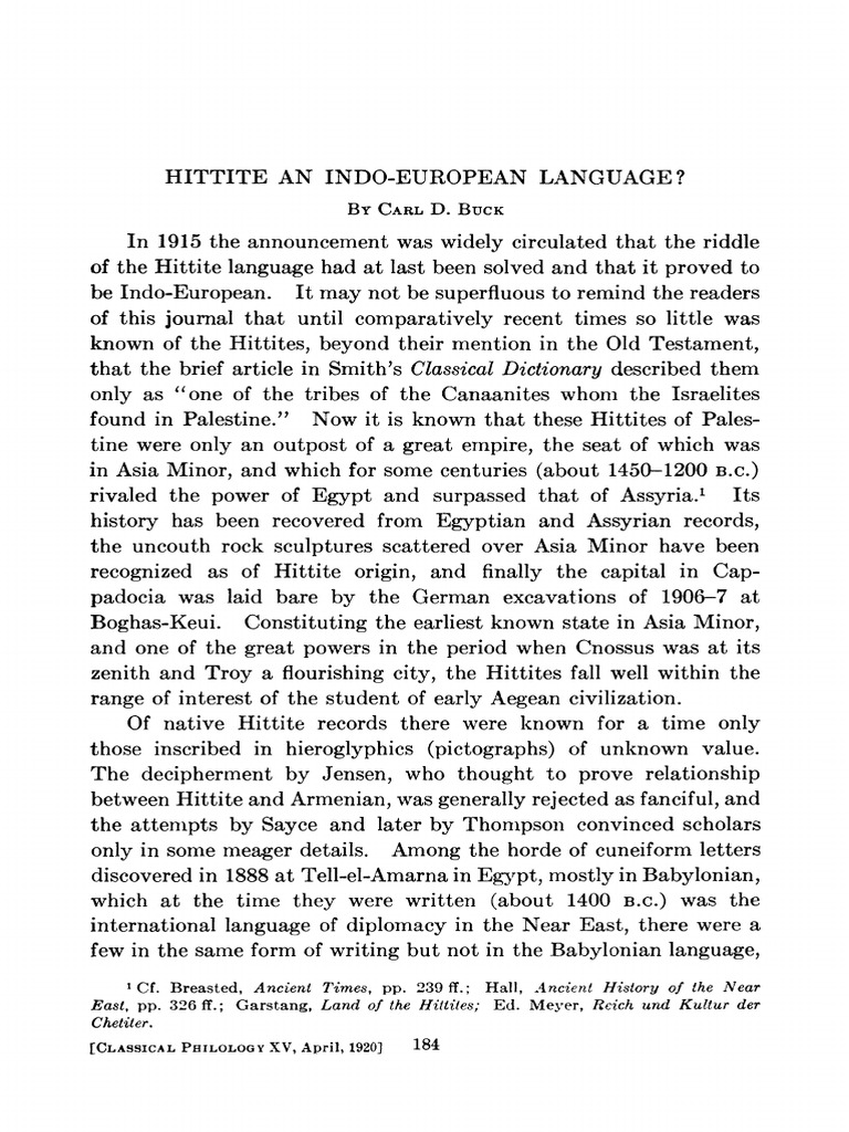 Hittite Language and Indo-European Roots | PDF | Hittites | English ...