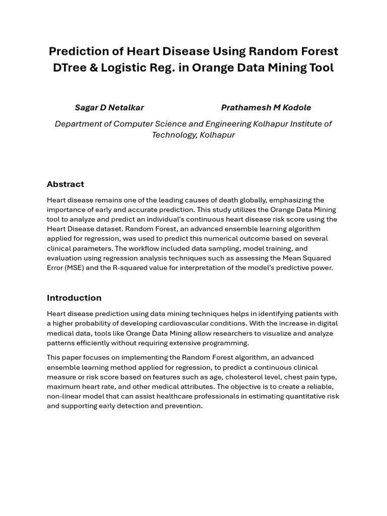 Heart Disease Prediction with Random Forest | PDF | Regression Analysis ...