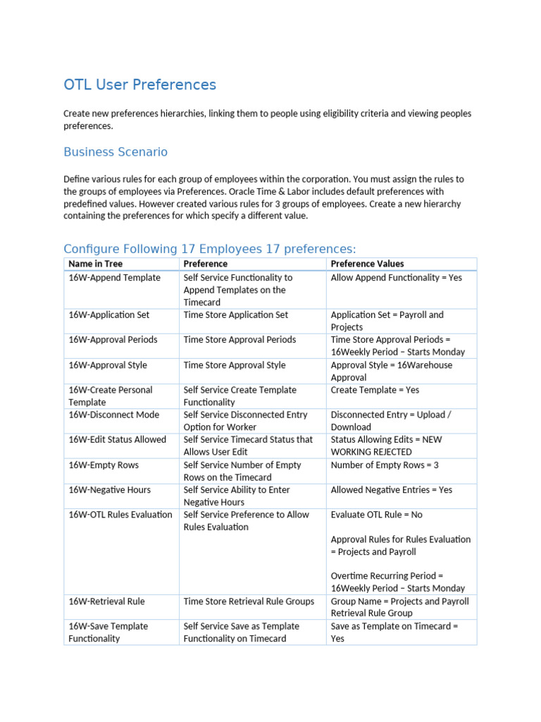 OTL User Preferences Setup Guide | PDF | System Software | Computing