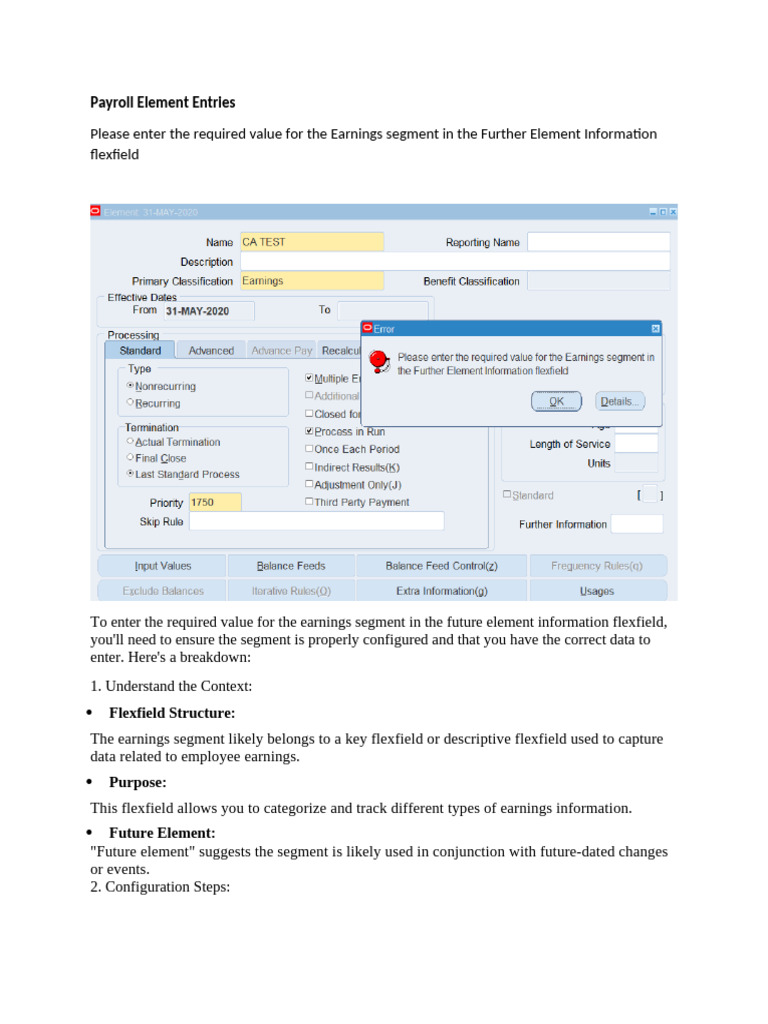 Configuring Payroll Earnings Segment | PDF | Information | Computer Science