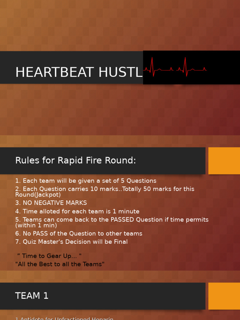 Heartbeat Hustle Quiz Rules and Questions | PDF