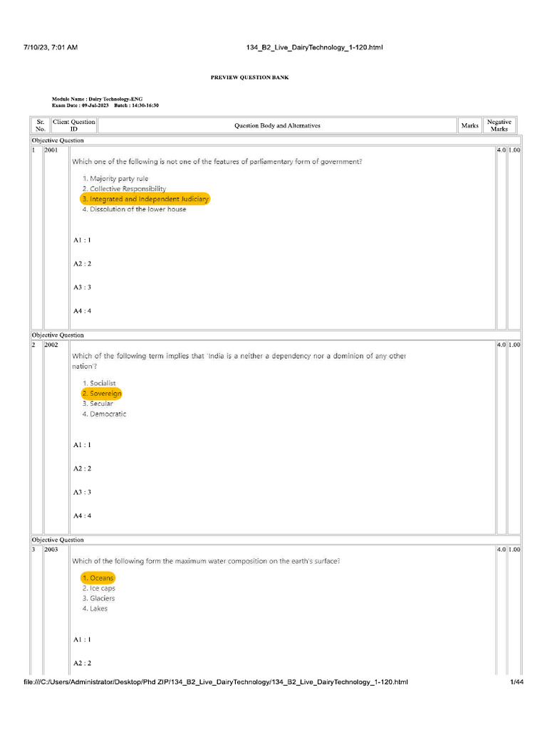 Question Paper 2023 | PDF