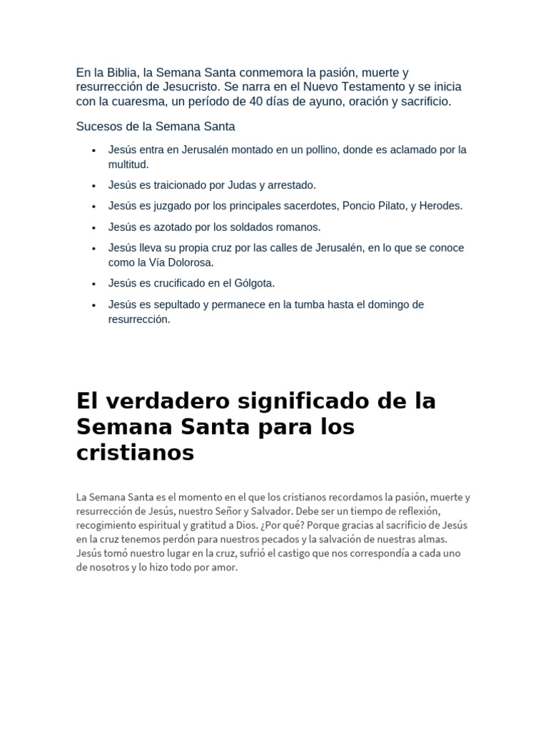 Significado de la Semana Santa en la Biblia | PDF | Pascua de ...