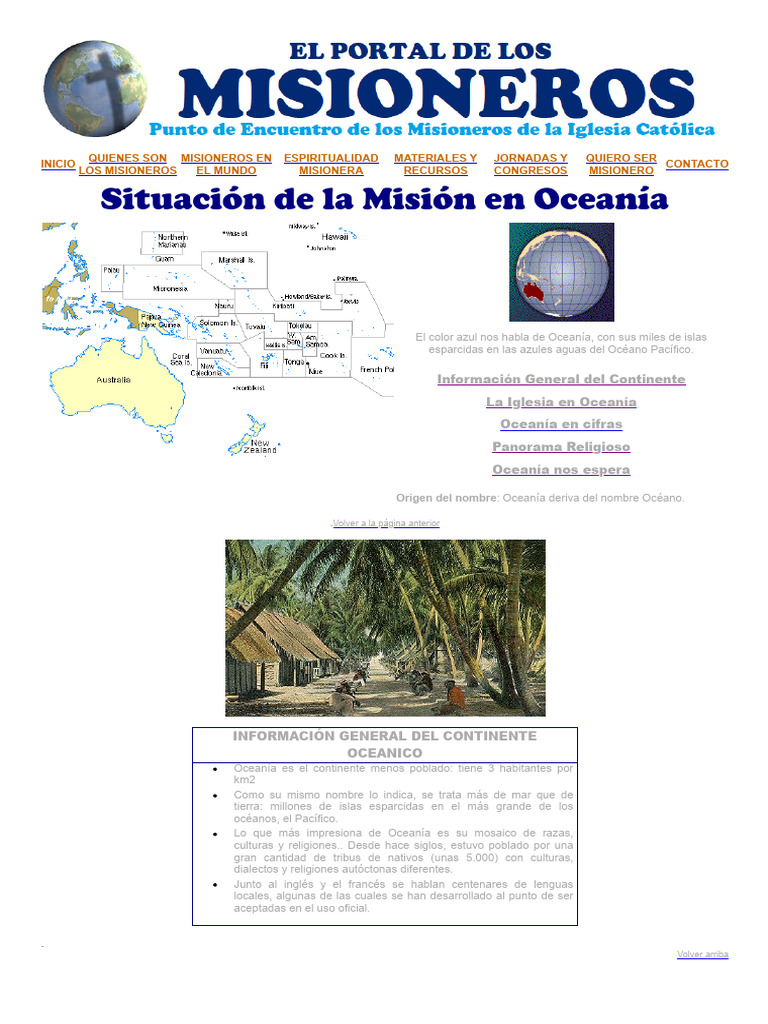 Situación de La Misiòn en Cada Continente | PDF | Oceanía | Iglesia ...