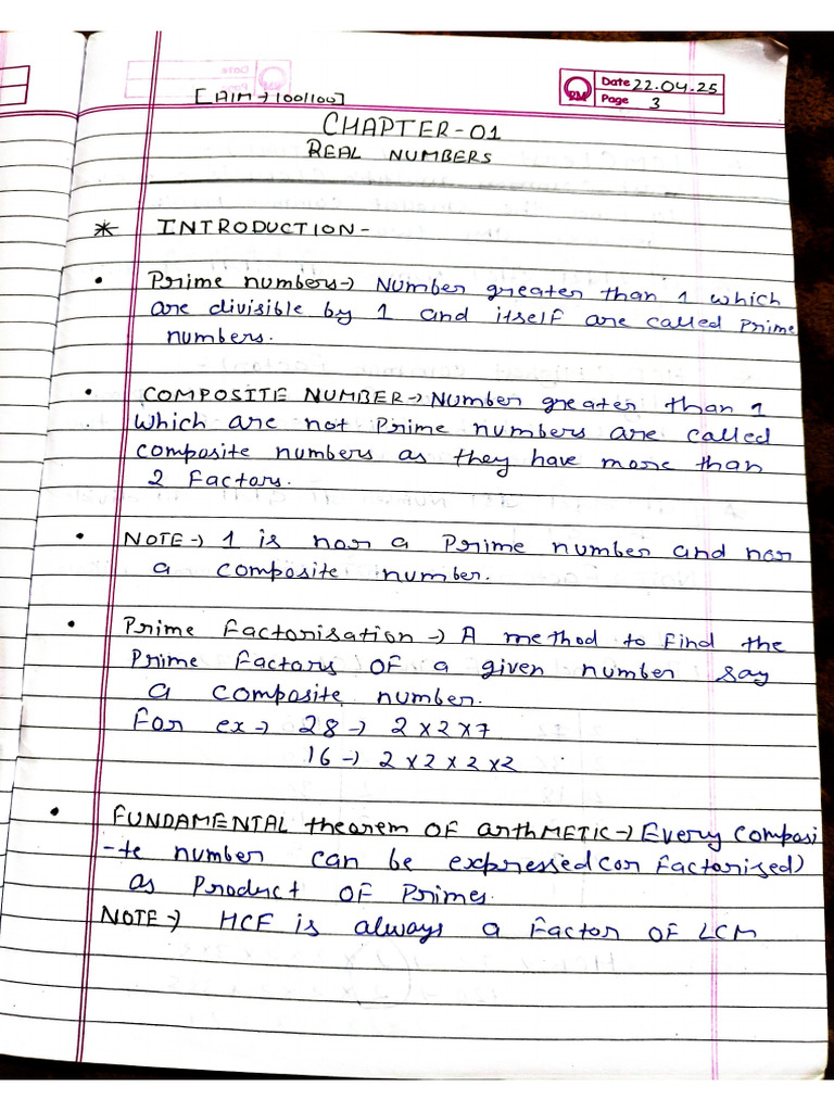 Class 10th Maths Chapter 1 | PDF