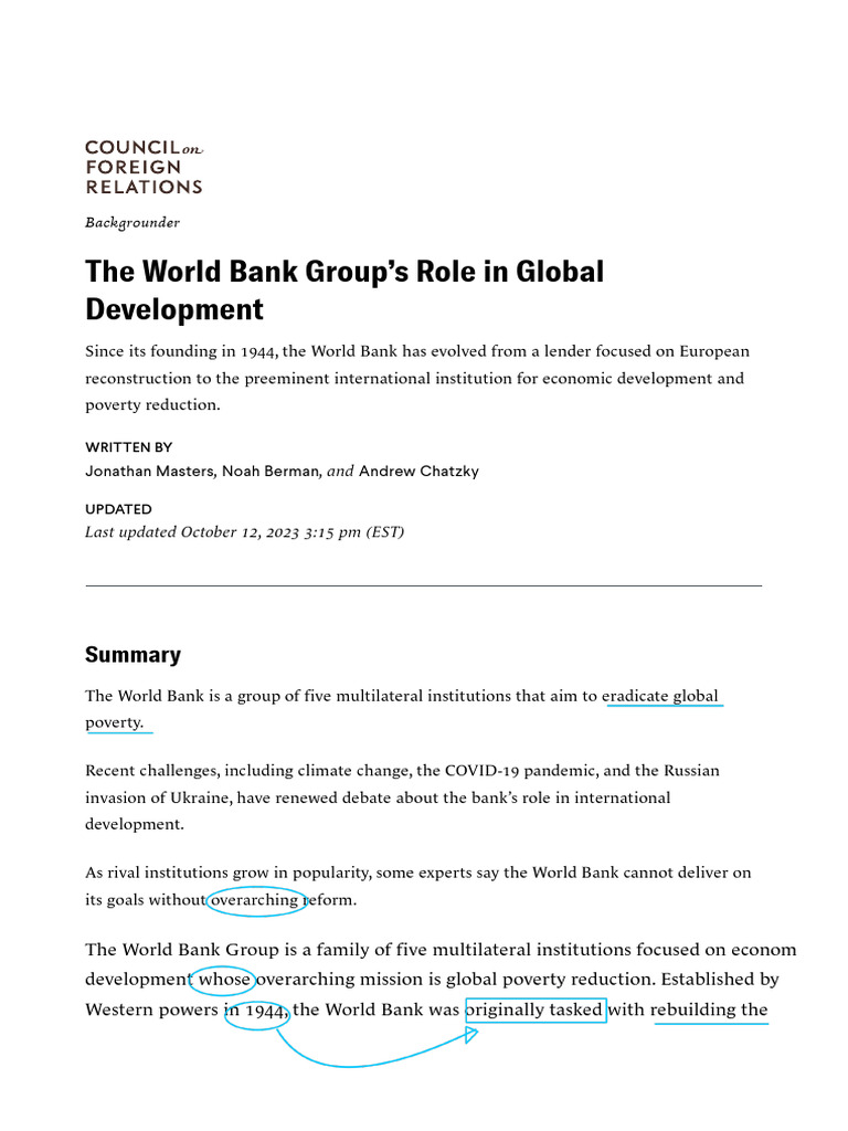 World Bank's Role in Global Development | PDF | World Bank ...