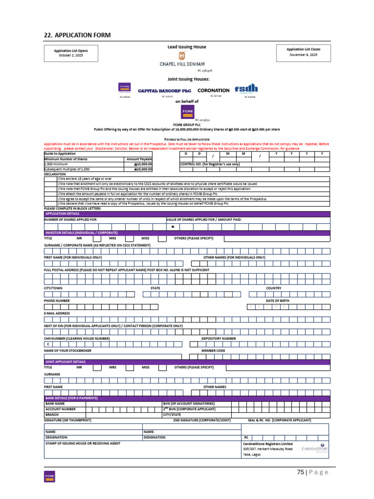Fcmb Public Application Form Pdf