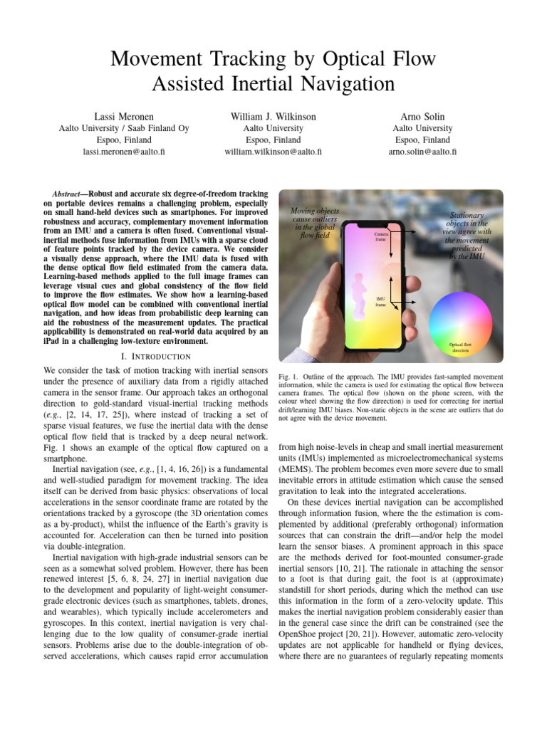 Movement Tracking by Optical Flow | PDF | Inertial Navigation System ...