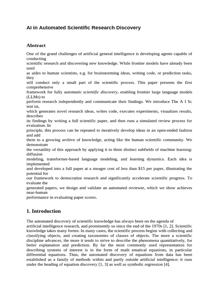 AI Framework for Automated Scientific Discovery | PDF | Artificial ...