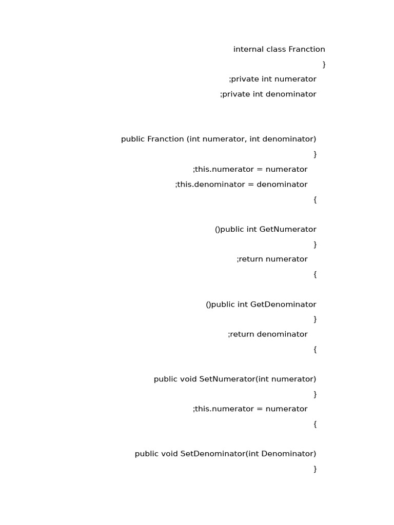 Franction Class Implementation | PDF | Computer Programming | C++