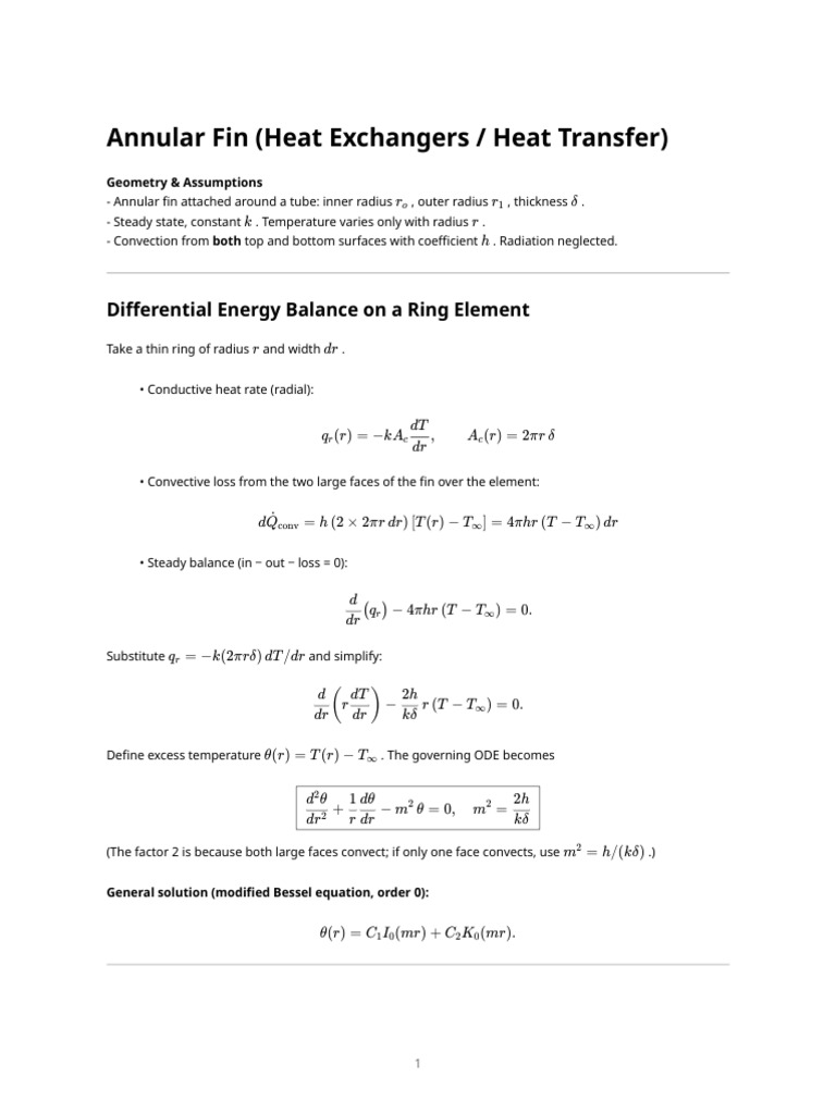 Annular Fin Heat Transfer Analysis | PDF | Heat | Convection