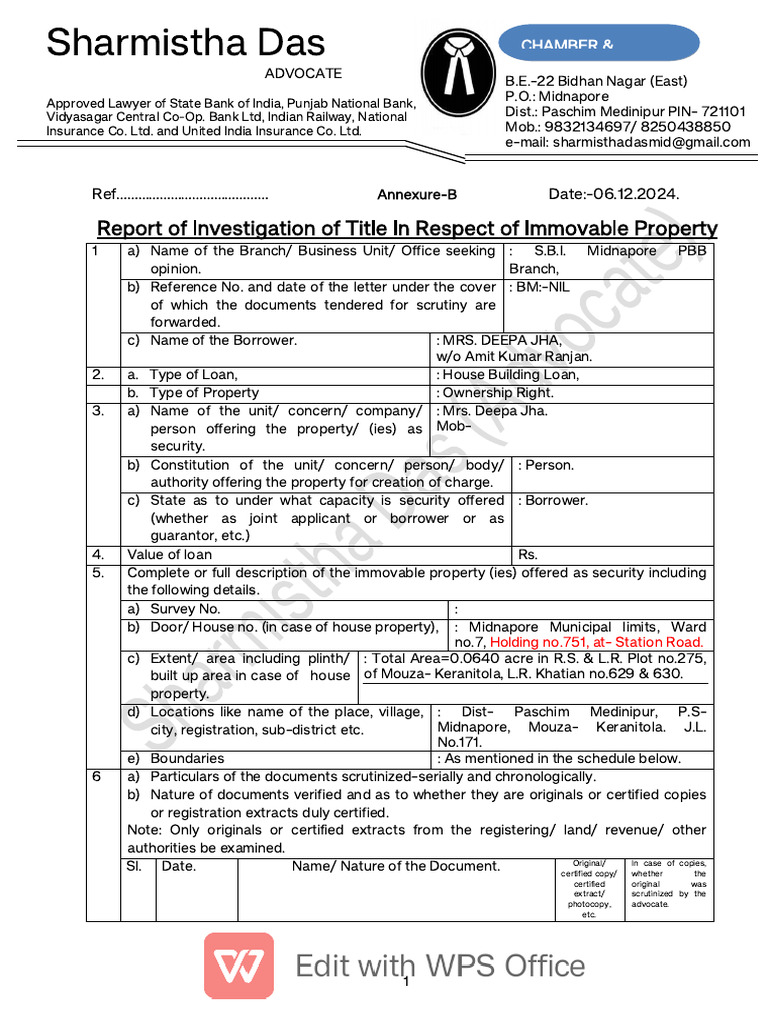 Title Investigation Report for Property Loan | PDF | Deed | Will And ...