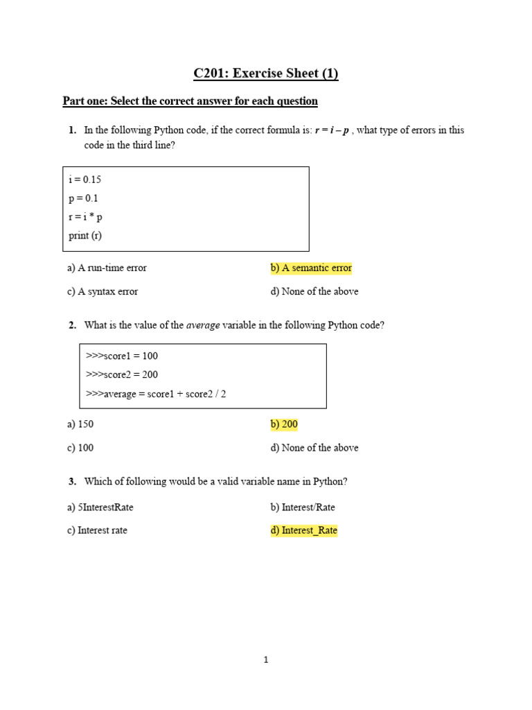 Python Programming Quiz Questions | PDF | Python (Programming Language ...
