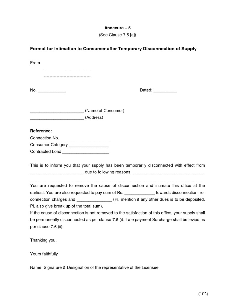 19 Aug 2013-19-42format For Intimation To Consumer After Disconnection ...