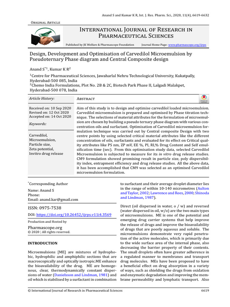 2020-Design, Development and Optimisation of Carvedilol Microemulsion ...