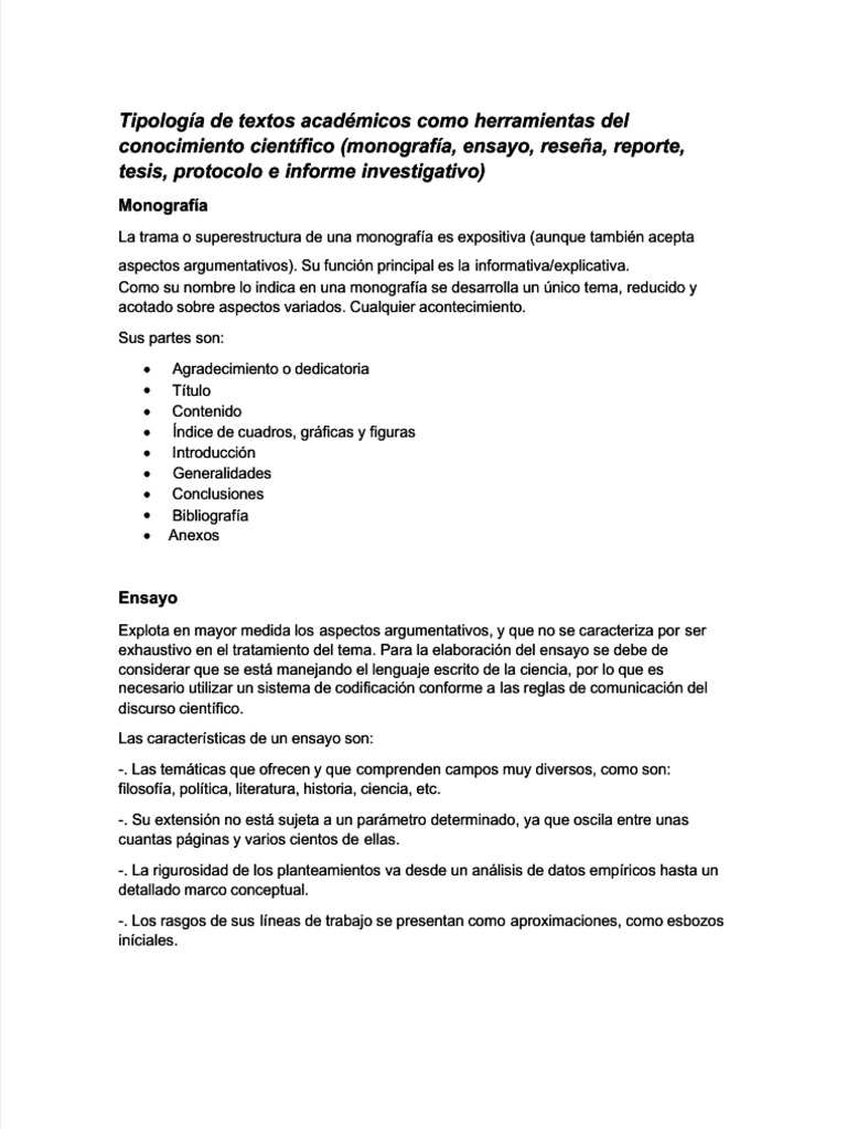 Tipos de textos académicos explicados | PDF | Ensayos | Science