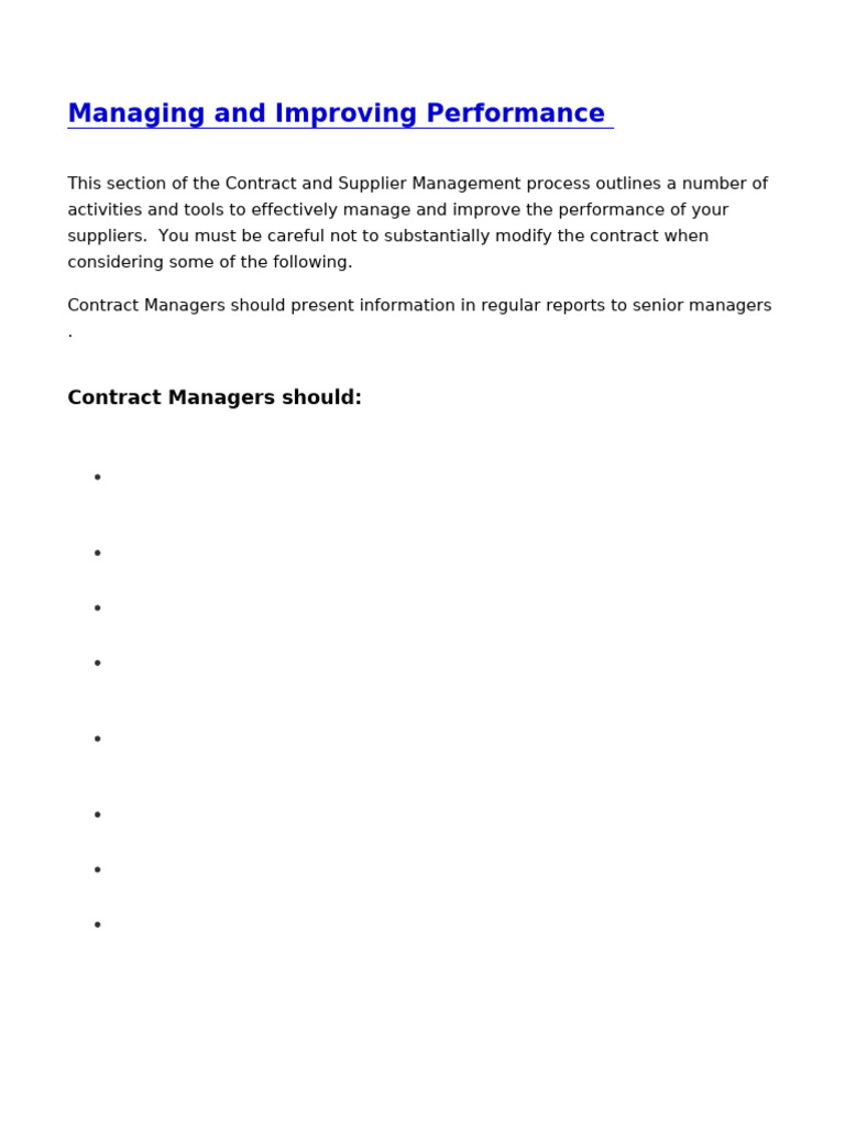 Managing and Improving Performance | PDF | Supply Chain | Procurement