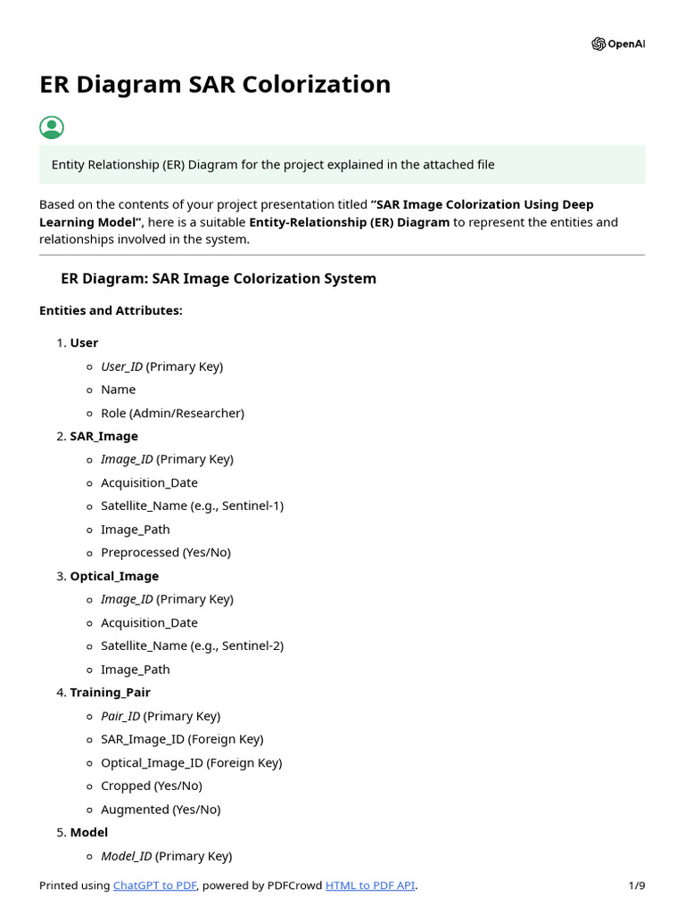 ER Diagram SAR Colorization | PDF | Use Case | System