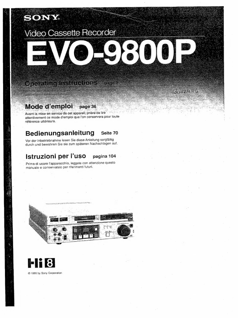 SONY Hi8 Video Cassette Recorder EV-9000 E NP (Gebraucht) in Riehen für