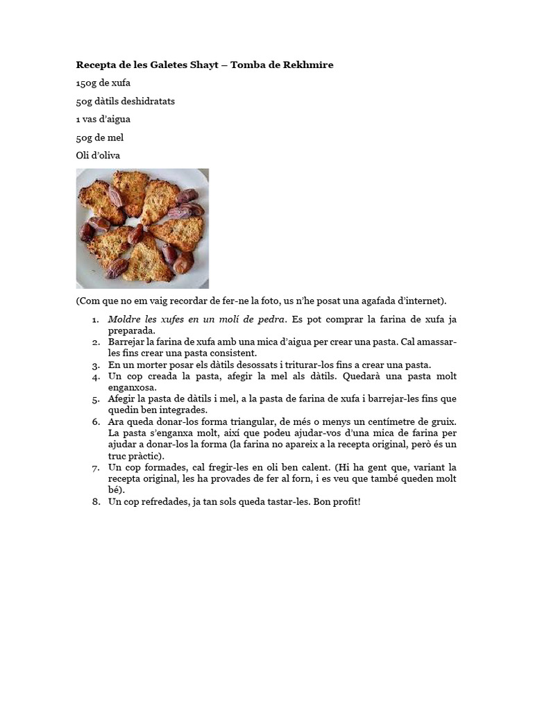 Recepta de Les Galetes Shayt | PDF
