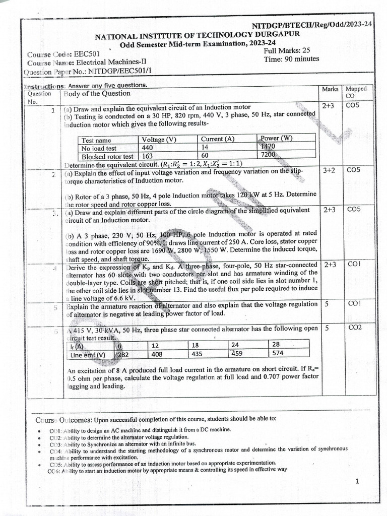 Mid Sem Pyqs 5th Sem | PDF