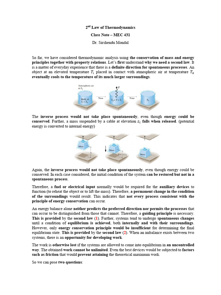 5. Thermodynamics_2nd Law of Thermodynamics_Class Note | PDF | Second ...