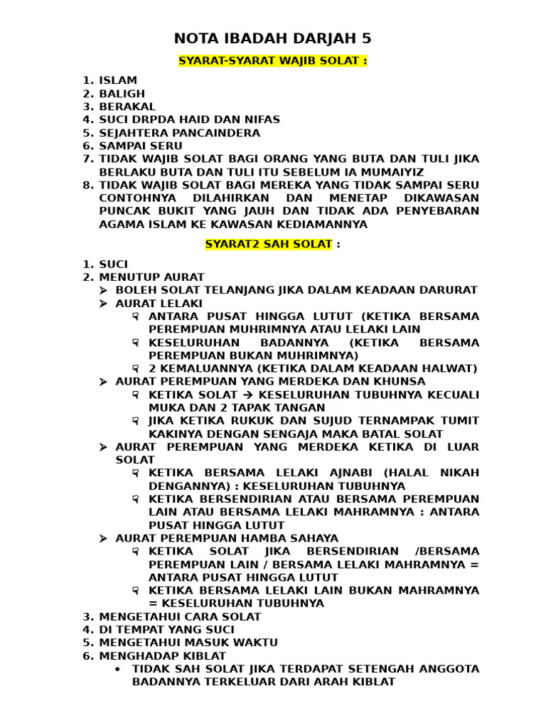 Nota Ibadah Darjah 5 | PDF