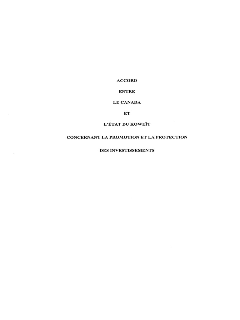 Accord Entre Le Canada Et Le Kuweit | PDF