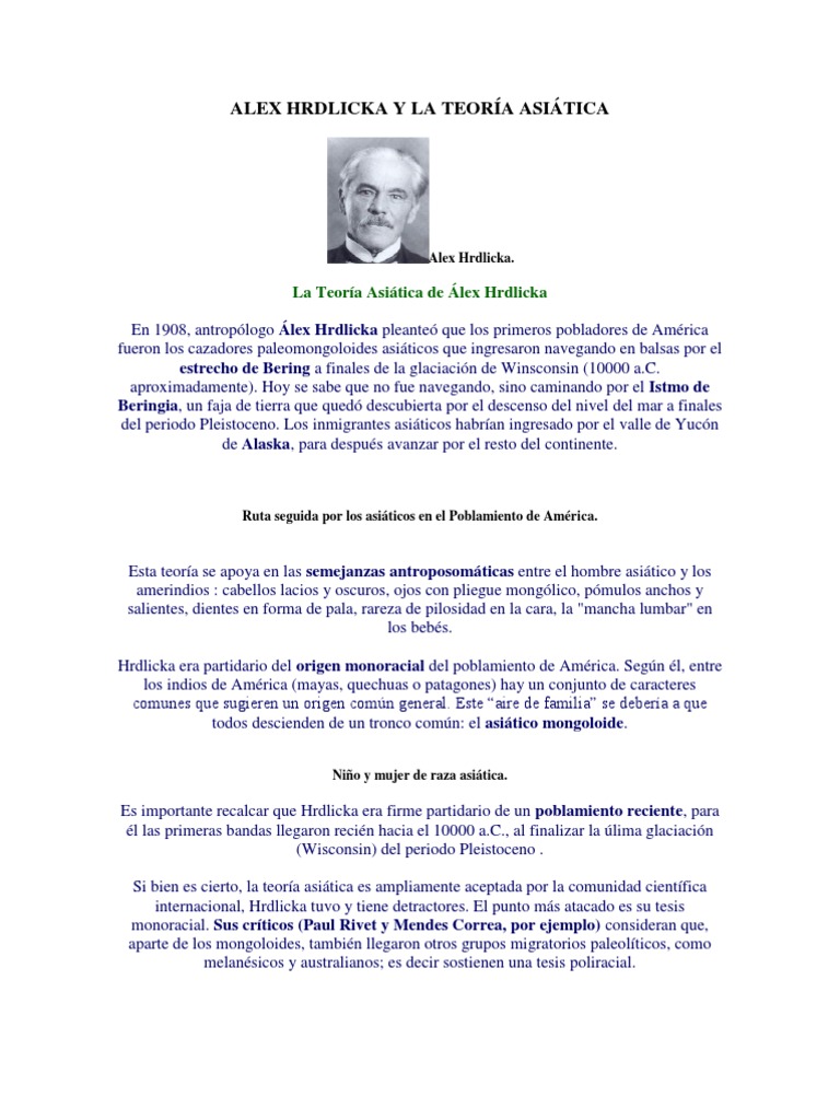 Alex Hrdlicka y La Teoría Asiática