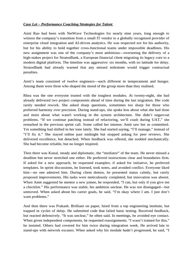 Coaching Strategy Case-let | PDF