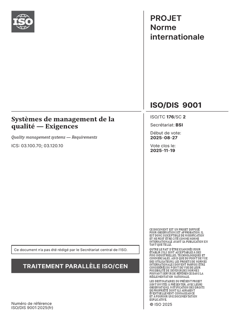 Exigences des systèmes de qualité ISO 9001 | PDF | Management de la ...