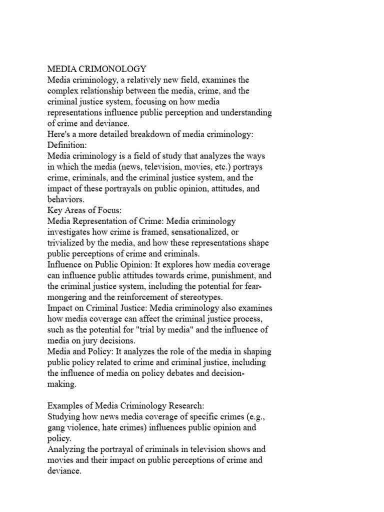 Understanding Media Criminology Insights | PDF | Crimes | Crime & Violence