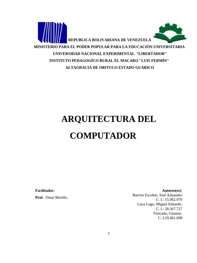 Arquitectura y Componentes del Computador | PDF | Hardware de la ...