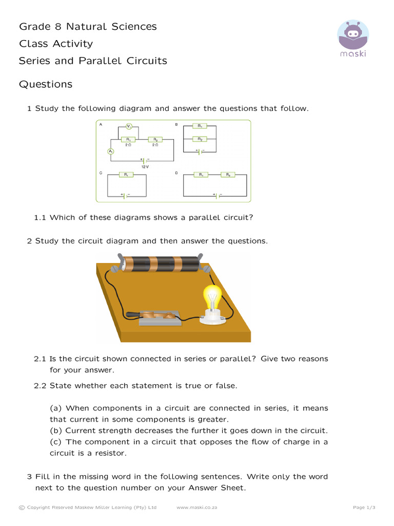 Grade 8 Series and Parallel Circuits Activity | PDF