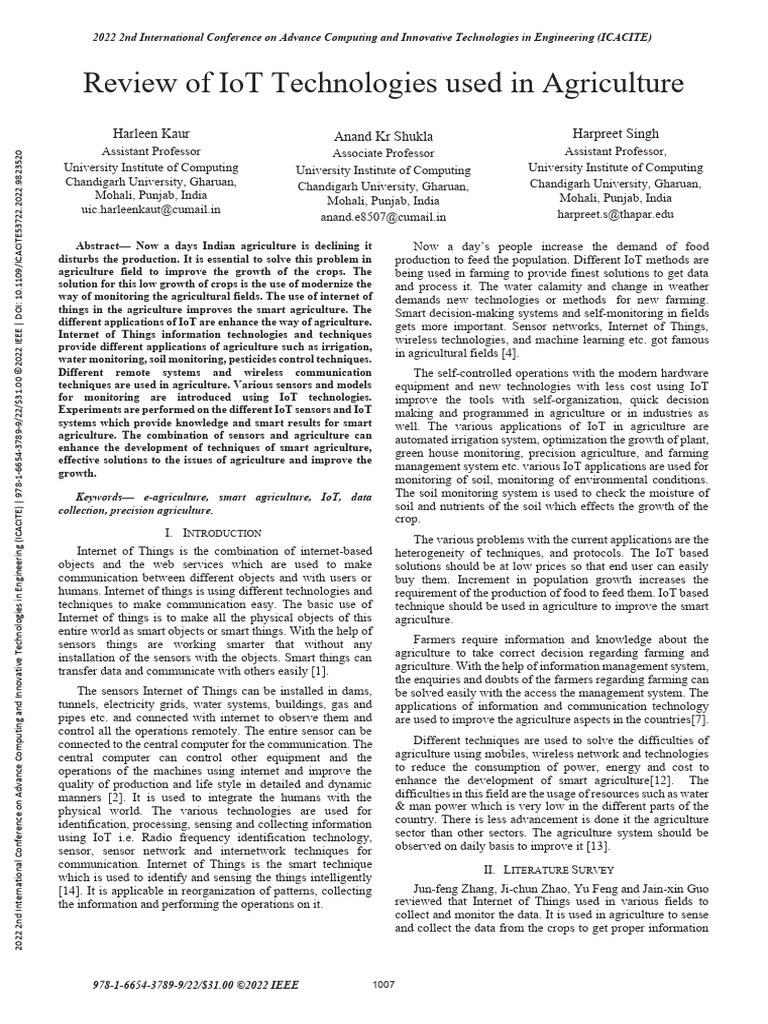 IoT Innovations in Smart Agriculture | PDF | Internet Of Things ...