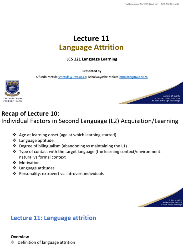 LL+Lecture+11+2025+Exam+Scope 1 | PDF | Second Language | Lexicon