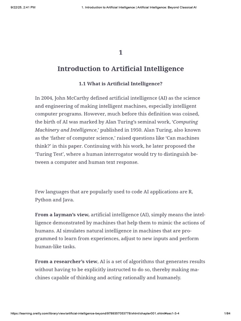 Beyond Classical AI: An Introduction | PDF | Artificial Intelligence ...