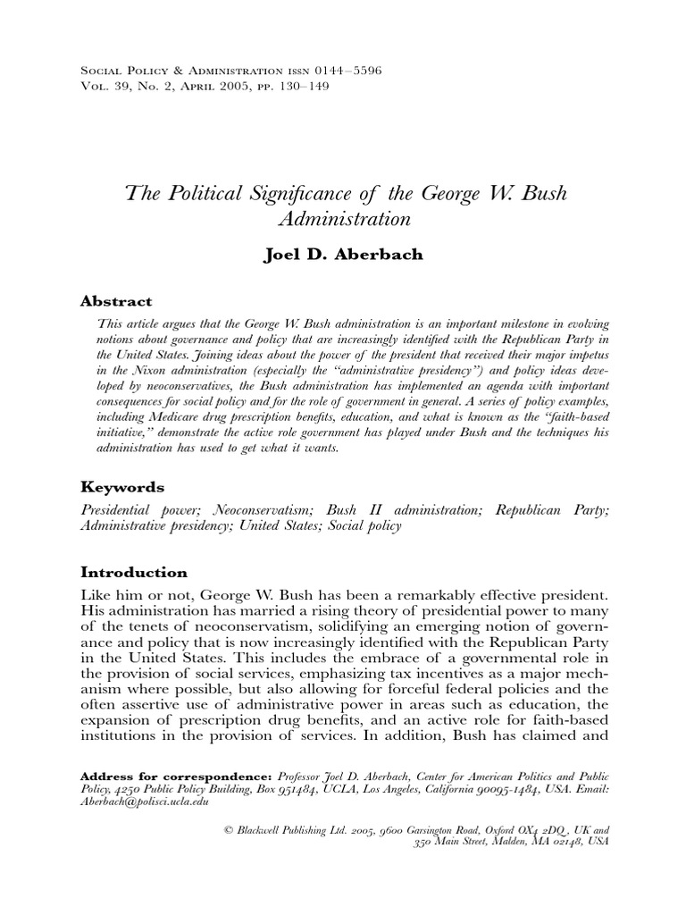 Bush Administration's Political Impact | PDF | Neoconservatism ...