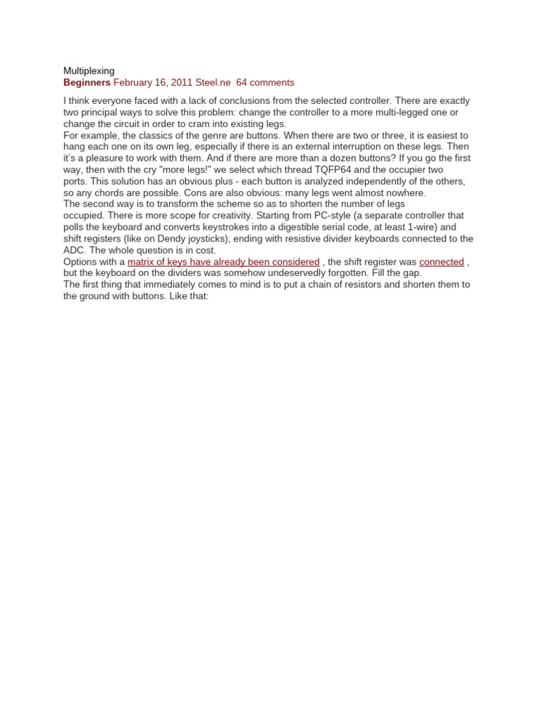 Multiplexing Techniques for Controllers | PDF | Electrical Engineering ...