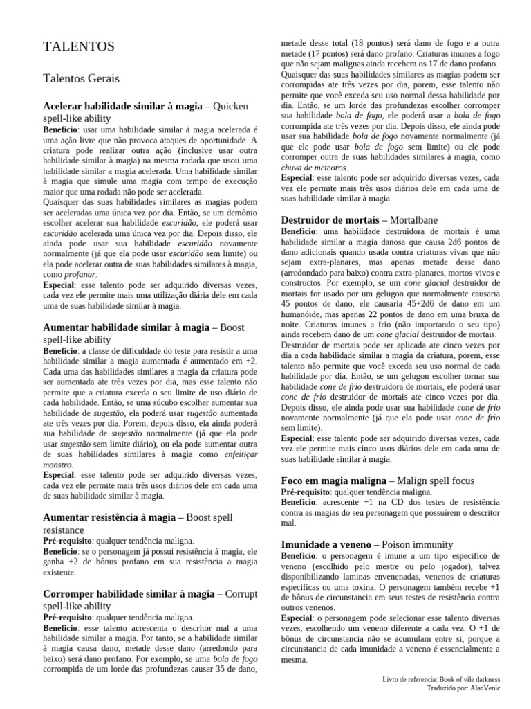 Talentos de Magia Maligna em RPG | PDF | Câncer | Meteoroide