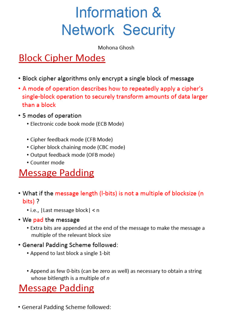 Lec-4 Block Cipher Modes | PDF | Military Communications | Applied ...
