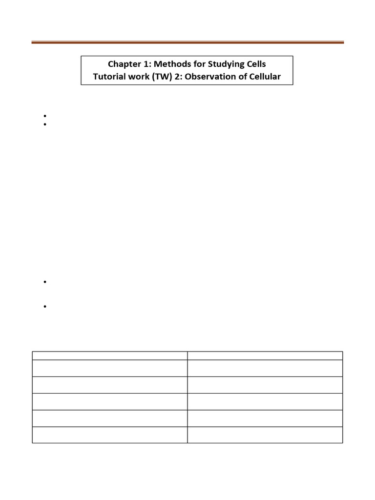 TW 2 Observation of Cellular | PDF | Microscope | Microscopy