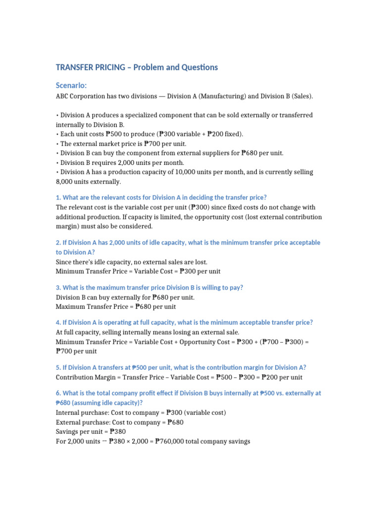 Transfer Pricing Analysis for ABC Corp | PDF