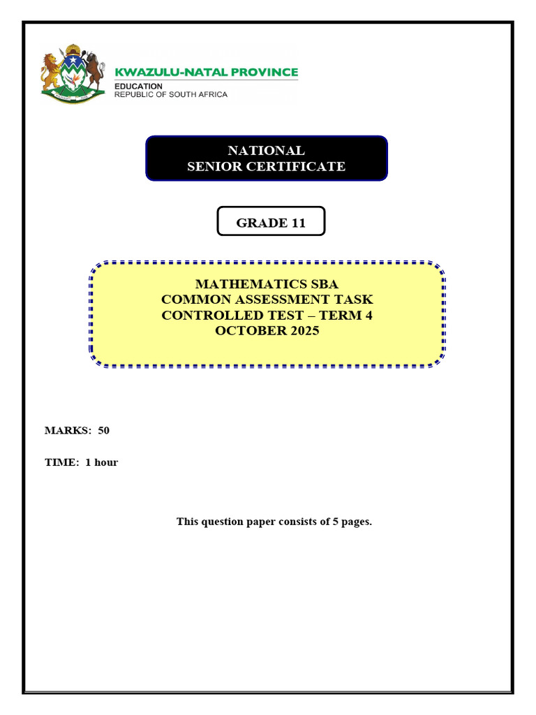 GR 11 SBA Task Oct 2025 - QP | PDF | Sphere | Numbers