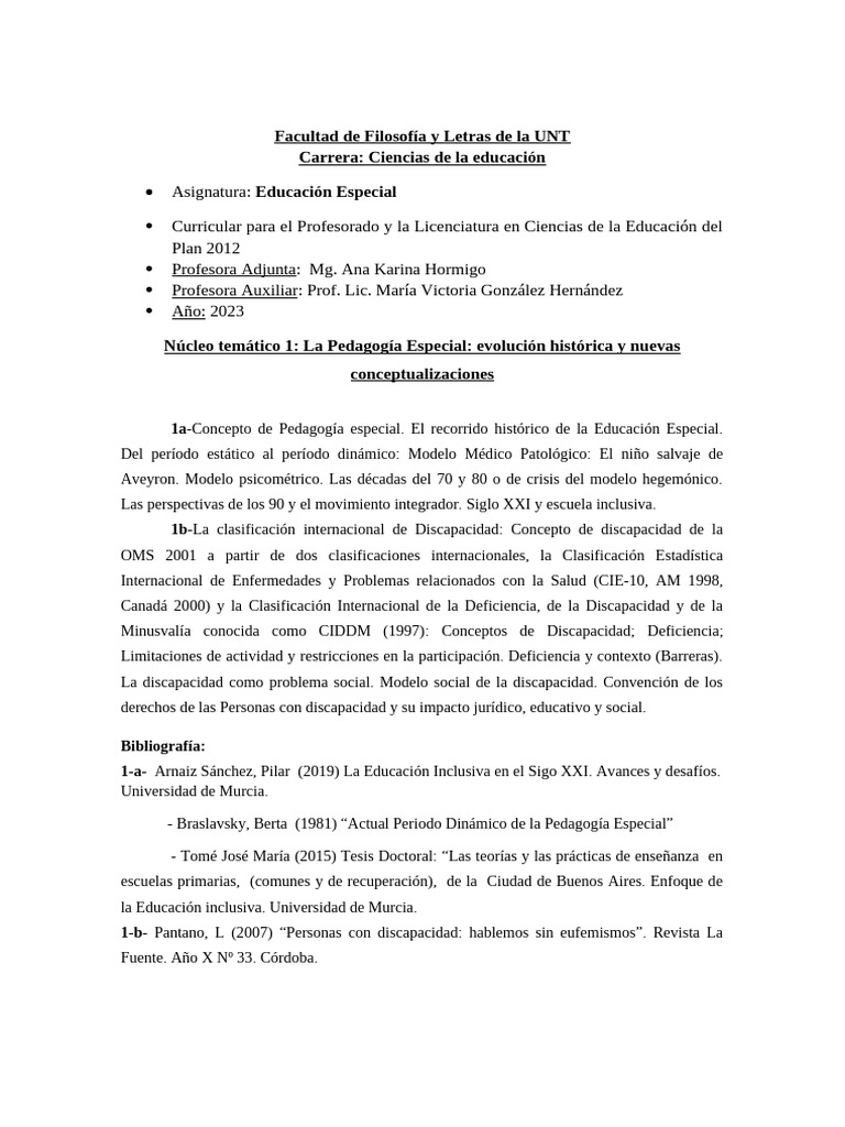 Programa 2023 - EDUCACIÓN ESPECIAL | PDF | Educación especial | Invalidez