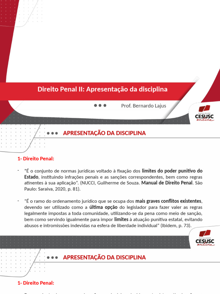 Aula 01 - Apresentação Da Disciplina | PDF | Crimes | Crime e Violência