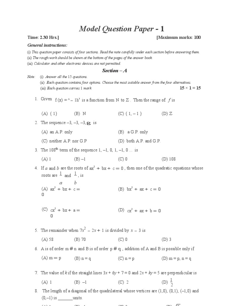 Sslc Maths 5 Model Question Papers English Medium Trigonometric Functions Sphere
