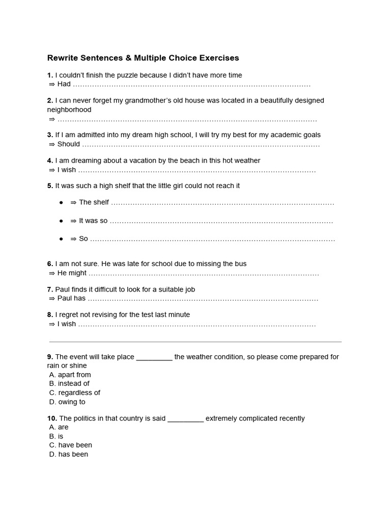 Sentence Rewriting & Quiz Exercises | PDF | Chess Theory | Chess